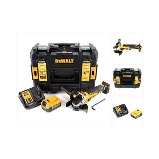 DeWalt, Haakse Slijper, Dcg 405 P1 Accu Haakse Slijper 18V 125mm Borstelloos + 1x Accu 5, 0Ah + Lader + Tstak (125 mm)