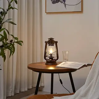 Lindby Tafellamp Raisa, Roestkleurig, Metaal, Lantaarn, E14