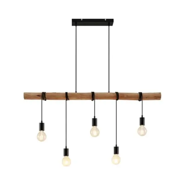 Lindby Hängeleuchte Rom, Holz IP20, 5 X 60 W thumbnail