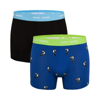 Happy Shorts 2-Pack Boxershorts Met Print Heren Neon Tucan - Maat Xl