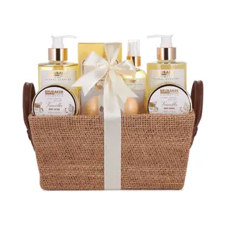 Brubaker Pflege-Geschenkset Dusch- Und Badeset Mit Vanille Rosen Minze Duft, 9-tlg., Damen Geschenkset In Henkelbox, Beauty Pflegeset Für Frauen