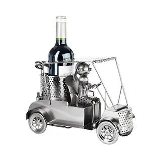 Brubaker Golfmachine Flessenhouder In Golfwagen - Metalen Golfsculptuur, Cadeau Voor Golfliefhebbers En Sportfans - Wijndecoratie Wijnfleshouder Met
