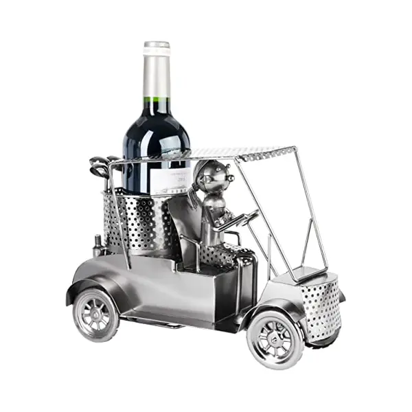 Brubaker Bottle Holder - Metal Golf Cart Sculpture Gift For Golfers And Sportsmen - Wine Bottle Holder With Gift Card thumbnail