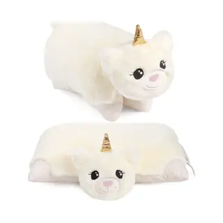 Brubaker Knuffelkussen Eenhoorn - 2 In 1 Pluche En Knuffelkussen - 40 X 30 Cm Knuffel Eenhoorn - Opvouwbaar Pluche Kinderkussen Met