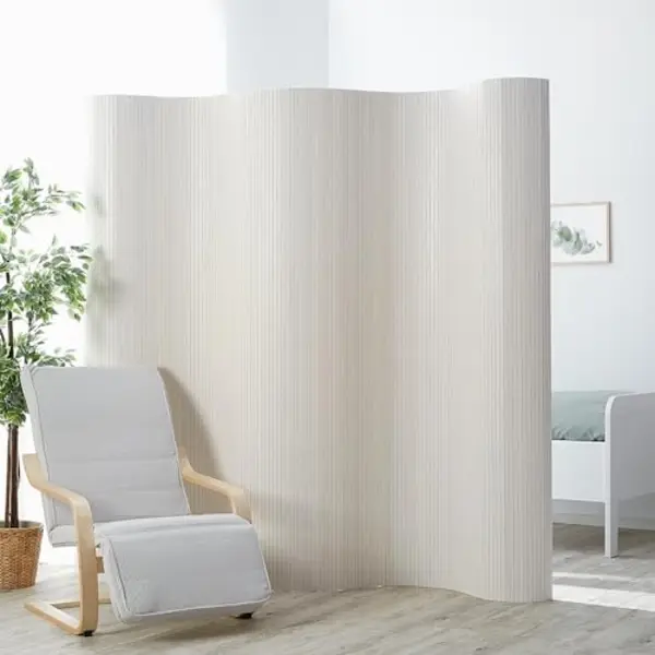 Homestyle4u Paravent Raumteiler Innen Bambus Weiß 195 Cm Hoch Raumtrenner Trennwand Rollbar Wellenform Sichtschutz | Artikel 305 thumbnail