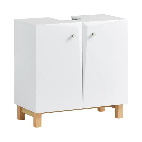 Sobuy - Bzr92-w Waschbeckenunterschrank Badezimmer Schrank Unterschrank Waschtisch Badezimmerschrank Badezimmermöbel Weiß Bht Ca, 60x60x30cm thumbnail
