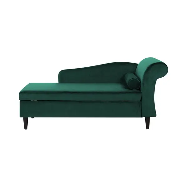 Beliani Chaiselongue Rechtsseitig Dunkelgrün Samtstoff Holzfüße Glamourös Retro Mit Zierkissen thumbnail