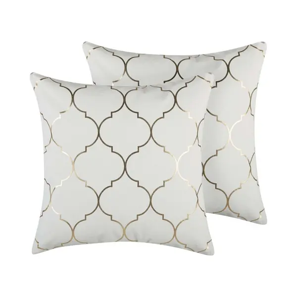 Beliani Alyssum - Sierkussen Set Van 2 - Gebroken Wit - 45 X 45 Cm - Katoen thumbnail
