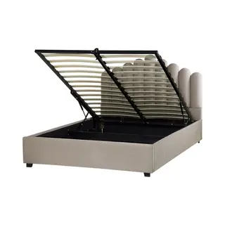 Beliani Vincennes - Bed Met Opbergruimte - Taupe - 160 X 200 Cm - Fluweel