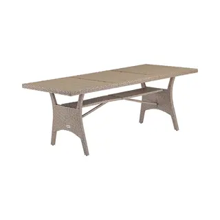 Casaria Polyrattan Tuintafel - Wpc Tafelblad 190x90x74 Cm – Beige