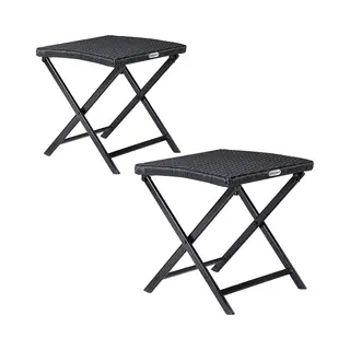 Casaria® Polyrattan Klapphocker Rom 3in1 2er-Set Schwarz