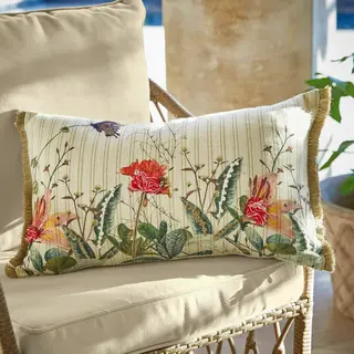 Loberon Kissenhülle Floriania, Aufwendig Bestickt, Erhabene Textur, Ländlicher Charme, Kissenbezug, Wohn-Accessoire, Baumwolle, Acryl, Jute, Bunt