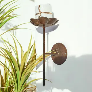 Loberon Wandkerzenhalter Viverto, Blüten-Look, Stimmungsvolles Licht, Rustikaler Charme, Antike Anmutung, Kerzenständer, Eisen, Braun
