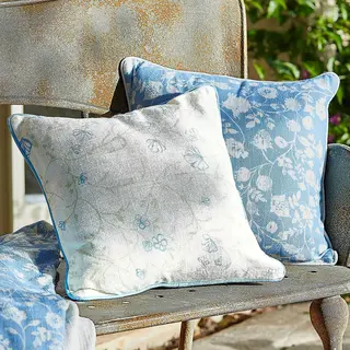 Loberon Kussenhoes Set Van 2 Corvelique Blauw/crème