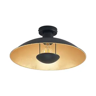 Lindby - Plafondlamp - 1licht - IJzer - H, 19 Cm - E27 - Zwart, Goud