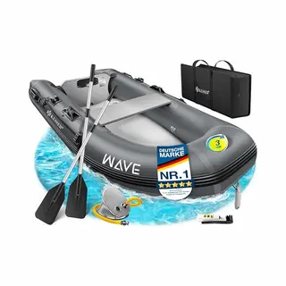 KesserŽ Schlauchboot Fßr 2-4 Personen - Wave Motor Geeignet Freizeitboot Paddelboot Motorboot Angelboot - Mit 1-2 Sitzbänken, Reparaturset & Tasche