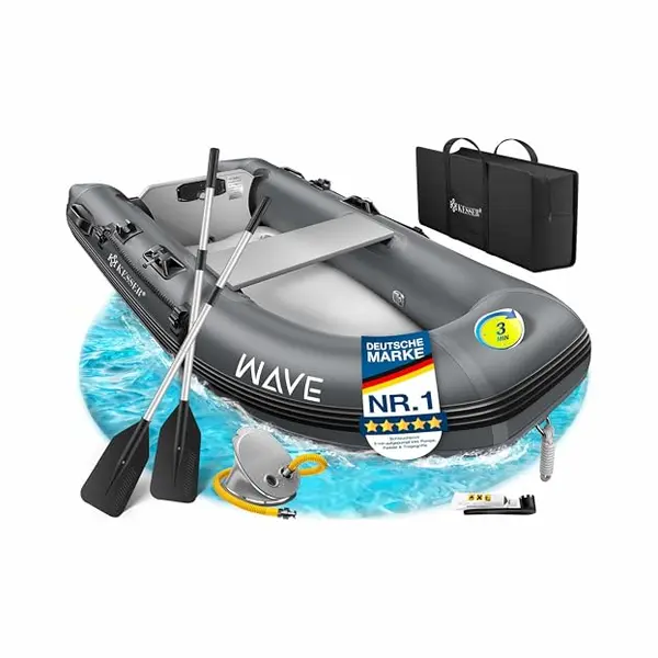 Kesser® Schlauchboot Für 2-4 Personen - Wave Motor Geeignet Freizeitboot Paddelboot Motorboot Angelboot - Mit 1-2 Sitzbänken, Reparaturset & Tasche thumbnail