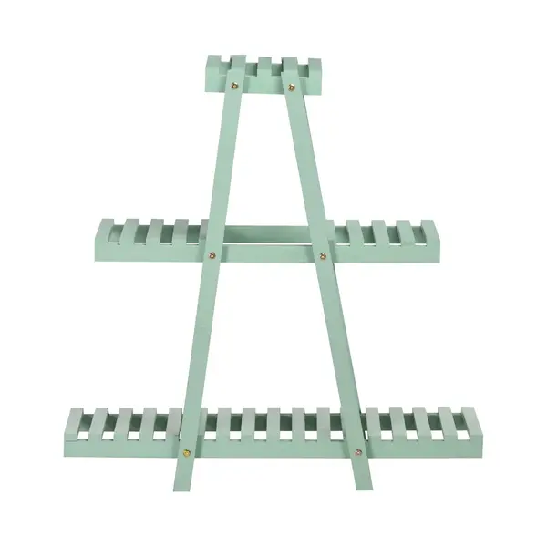 Outsunny Pflanzenregal Mit 3 Stufen Für 6 Blumentöpfe Pflanzentreppe Aus Holz In Hellgrün 76x26x76cm Ideal Für Garten & Balkon Aosom.de thumbnail