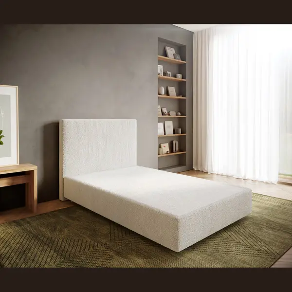 Delife Boxspringframe Dream-Well Bouclé Crème-Wit 120x200 Cm Bedframe thumbnail