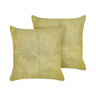 Beliani Millet - Sierkussen Set Van 2 - Olijfgroen - 43 X 43 Cm - Corduroy
