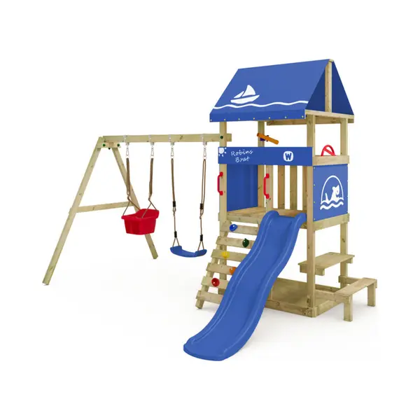 Klettergerüst Spielturm Dinkyhouse Für Kleinkinder Mit Rutsche Und Picknicktisch - Blau - Wickey thumbnail