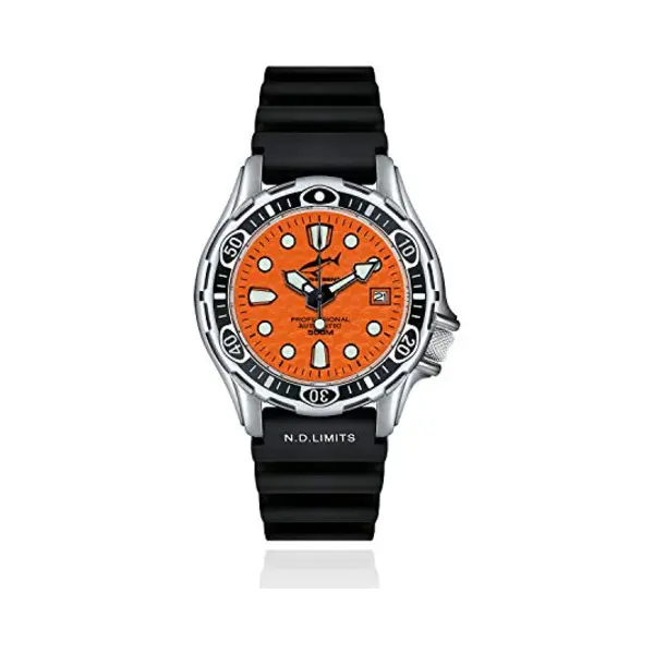 Chris Benz Deep 500M Automatic Taucheruhr Mit Schwarzem Kautschukband, Korallenorange thumbnail