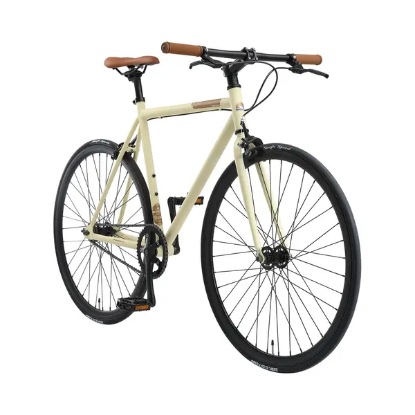 Bikestar Singlespeed 28 Inch Retro Wielrenfiets, Beige / Bruin thumbnail