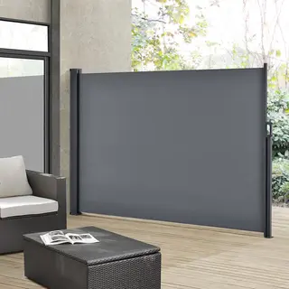 Merkloos Windscherm - Uittrekbaar - 300 X 180 Cm - Donkergrijs
