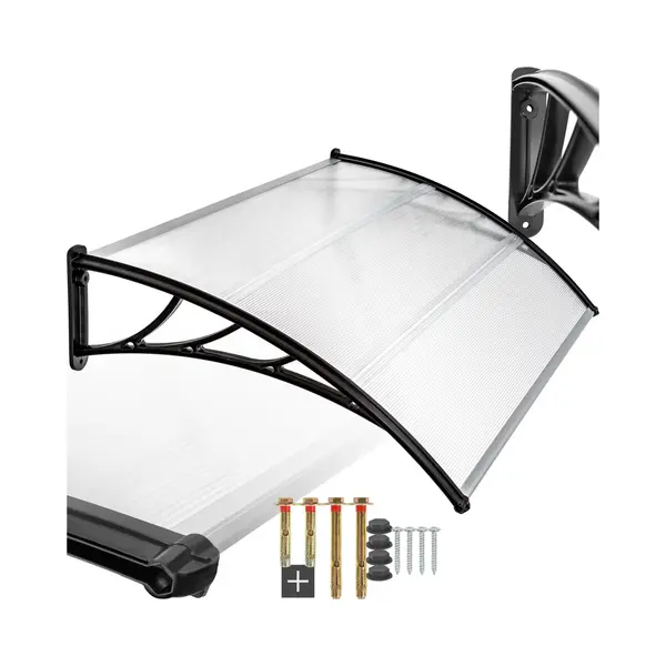 Tectake Vordach In Bogenform Wetterfest 93 X 150 X 0 50 Cm Transparent thumbnail