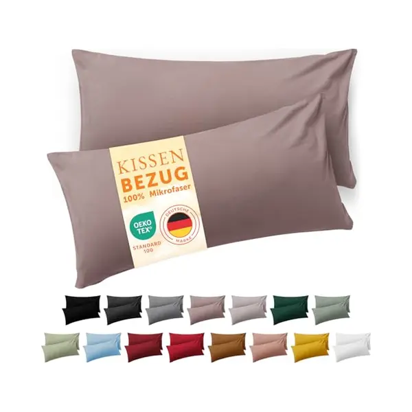 Blumtal Kissenbezug 40 X 60, 2 Stück - Oeko-Tex Zert. Kissenbezüge 100% Mikrofaser In Extra Weich & Waschmaschinenfest - Bezug Kissen 40x60 Taupe thumbnail