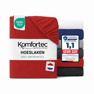 Komfortec Hoeslaken 160x200 Cm - Tot 30cm Matrashoogte - Rondom Elastiek - Rood