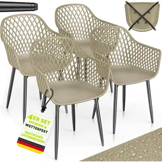 Tillvex® Gartenstuhl 4er Set Wetterfest Mit Armlehne | Outdoor Stühle Bis 120kg Belastbar | Gartenstühle Uv-beständig | Terrassenstuhl