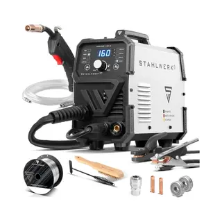 Stahlwerk Schutzgasschweißgerät Schweißgerät Mig Mag-160 M Flux Mma Lift-Tig 5 In 1 Kombigerät 160 A, 40 - 160 A, Packung, 1-tlg., Set, Mit