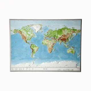 Geo Relief Wereldkaart Met Reliëf 77 X 57 X 4, 5 Cm