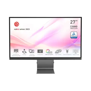 Msi Modern MD271UL 27 Inch Monitor, Uhd (3840 x 2160), 60Hz, Ips, 4ms, Adaptive-Sync, 2x Hdmi, DisplayPort, Usb Type-C, Anti-Glare, Anti-Flicker, Less Blue light, TÜV Certified, Kensington, Grey