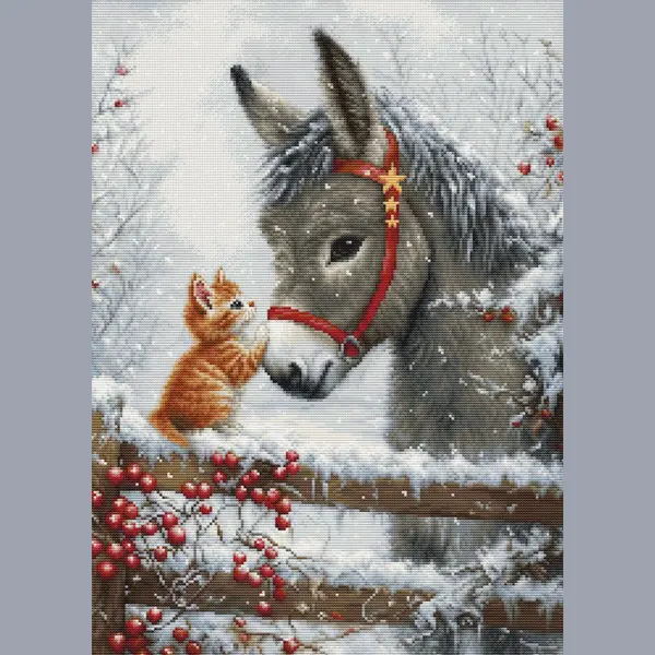 Luca-S Cross Stitch Kit Gold- Warm Hug, BU5075, Counted Cross Stitch Kit For Adults, Needlecraft And Embroidery Kit thumbnail