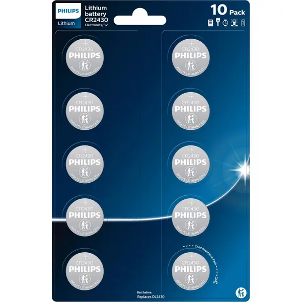 Philips CR2430 - Knoopcel Batterijen - 10 Stuks thumbnail
