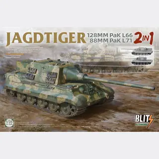 Takom Modelbouwpakket Militaire Voertuigen - 8008 Jagdtiger 128 Mm Pak L66 - 88mm Pak L71 - 2 In 1 Plastic - 1, 35 - Modelbouw