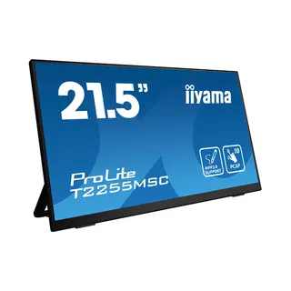 iiyama ProLite 21.5” Optical Bonded Pcap 10pt touchscreen monitor with Ips panel technology, edge-to-edge glass, anti-fingerprint coating, active stylus support (Mpp 2.0) and a flexible stand