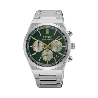 Seiko Chronograph Armbanduhr Für Männer In Der Farbe Silber Mit Armband Aus Edelstahl, Wasserdichtigkeit, 5 Bar, Gehäusedurchmesser, 40 Mm,