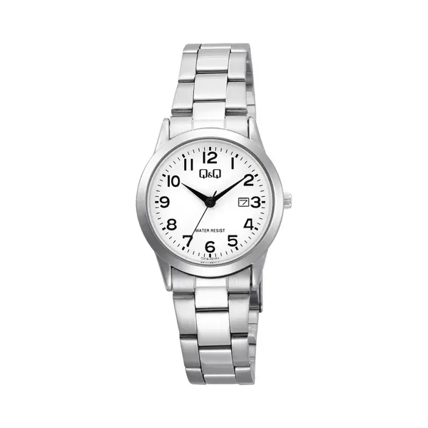 Q&Q Analoog Kwartshorloge Voor Dames Van Roestvrij Staal Met Schakelarmband En Datum 3 Bar, Zilver., Klassiek thumbnail