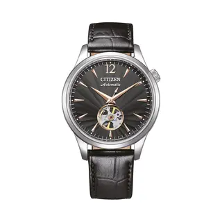 Citizen Automatisch Analoog Herenhorloge Met Leren Band NH9131-14E, Zwart, Eenheidsmaat, Armband