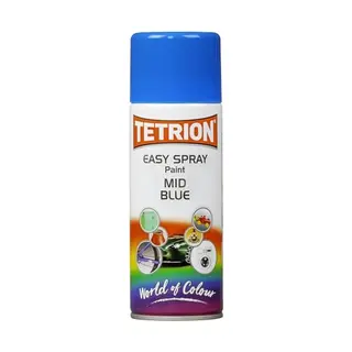 Tetrion Easy Spray Paint Mid Blue 400ml - Fast-Drying Aerosol For Wood, Metal, Ceramic & Plastic Surfaces
