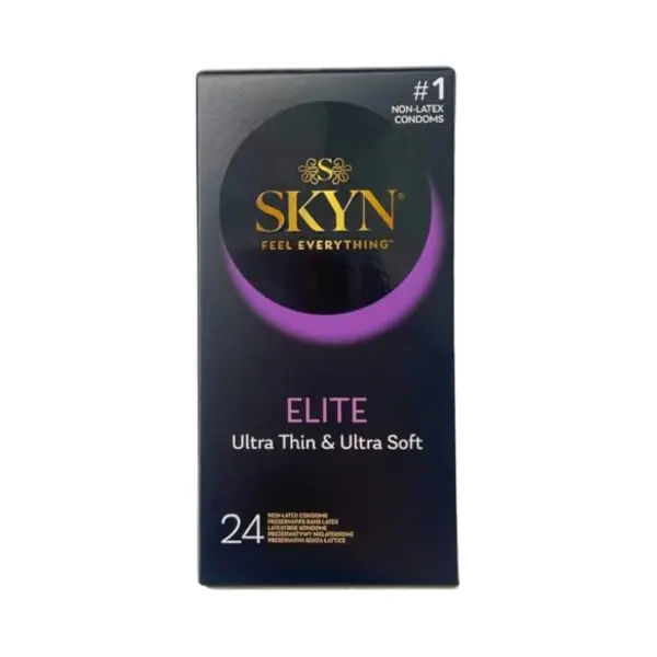 Skyn Elite (Pack Of 24), Ultra-Thin Latex Free Condoms For Men, Regular Size Condoms, Skynfeel Technology, Smooth Surface, Lubricated, 53mm Nominal thumbnail