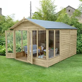 Forest Garden 12' X 8' Forest 4Life 25yr Guarantee Double Door Apex Summer House (3.6m X 2.61m)