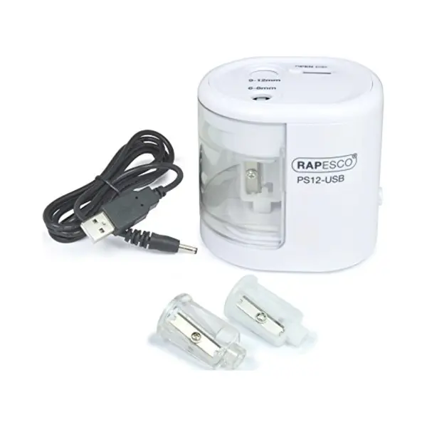 Rapesco PS12-Usb Elektrischer Bleistiftspitzer Weiß thumbnail