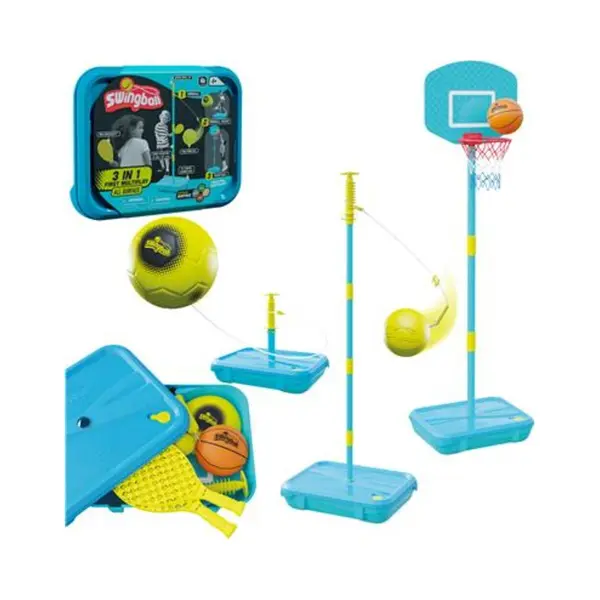 Mookie 3in1 First Multiplay Swingball - Tennis Voetbal Basketbal Set - Blauw thumbnail