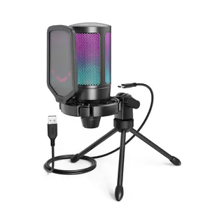 Fifine A6V Usb Rgb Gaming Mic Zwart, Microfoon