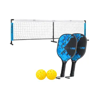 Baseline Pickleball Set - Inclusief Net, 2 Paddles & 2 Ballen - Houten Batjes