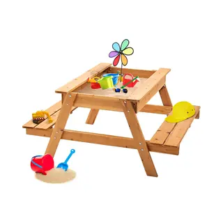 Big Game Hunters Sandpit Picnic Table - Perfect Outdoor Activity With Lid & Weather Cover In Brown
